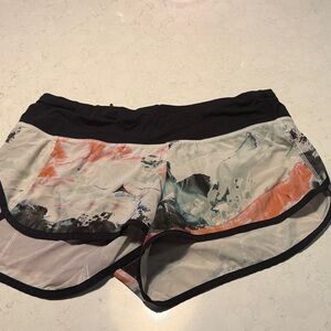 Marbled print lululemon run shorts